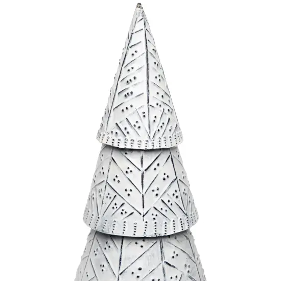 Northlight Winter Wonderland Metal Cone Christmas Tree Decoration - 13" White {5}