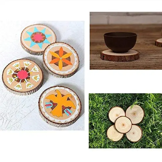 Unfinished Natural Wood Slices with Bark 20 Pcs 3.5-4 inch Craft Wood kit Circles Crafts Christmas Ornaments Rustic Wedding Decoration DIY Crafts for Crafts {4}