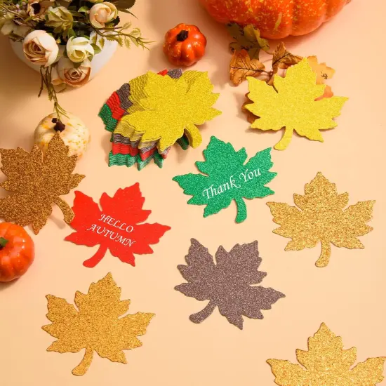 150Pcs Maple Leaves Cutouts Glitter Paper - Mix-color {2}