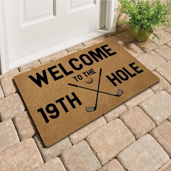 Funny Welcome Mat with Rubber Back 18"(W) x 30"(L)Welcome To The 19TH Hole Golf Theme Doormat for Entrance Way Decorative Mats for Front Porch Entry Door Mat {2}