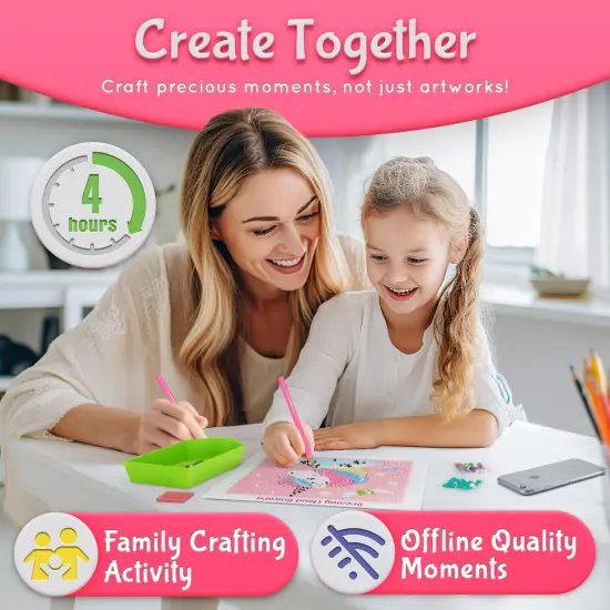 Diamond Painting Kits for Kids | 9 Unique Designed Canvases - Unicorn, Fairy, Mermaid | Arts & Crafts with Minimum Mess | Diamond Art Kits for Kids | Gem Painting Kit | Jewel Art | Crystal Art {3}