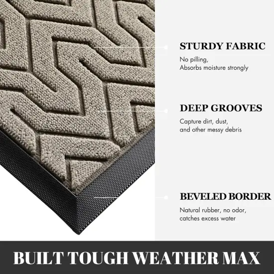 Front Door Mat Outside Entrance, 29.5x17 Waterproof Outdoor Indoor Welcome Mat, Heavy Duty Doormat, Low Profile, Non Slip Garge Porch Entryway Mat, Easy Clean, Beige {4}