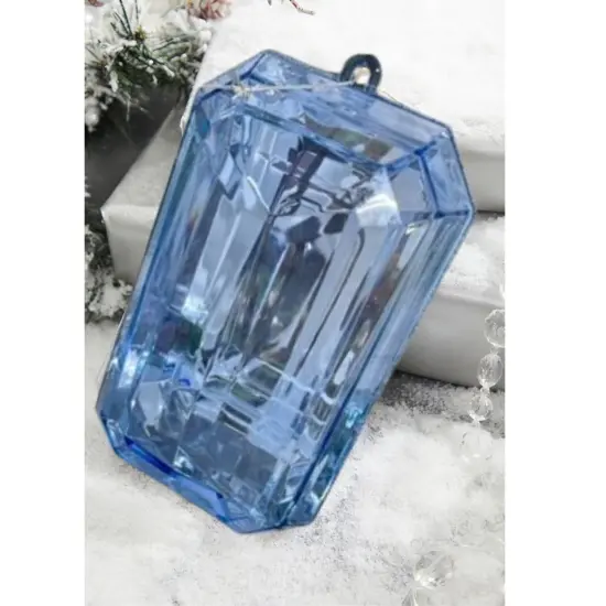 9" Acrylic Rectangle Jewel Ornament: Sapphire Blue {3}
