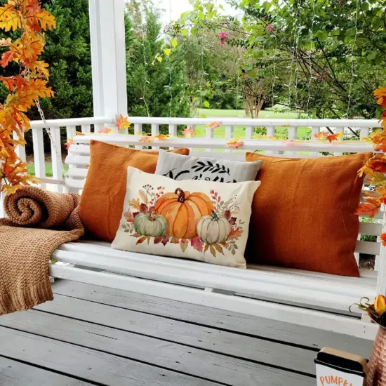 Fall Pumpkin Throw Pillow Covers - 12x20 Inch {5}