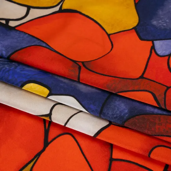 1 Yard Italian Silk Charmeuse Floral Stained Glass Roses 53" Wide Smooth Fabric for Evening Wear & Tops {3}