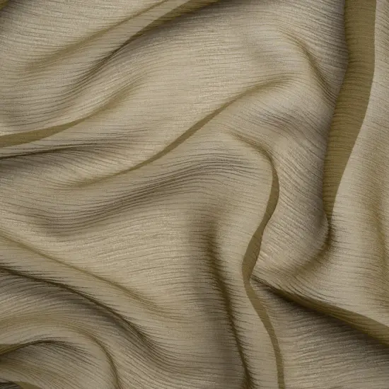 1 Yard Olive Green Crinkled Silk Chiffon Sheer Fabric Perfect for Bridal Designer Dresses, 43 Inches Wide {1}