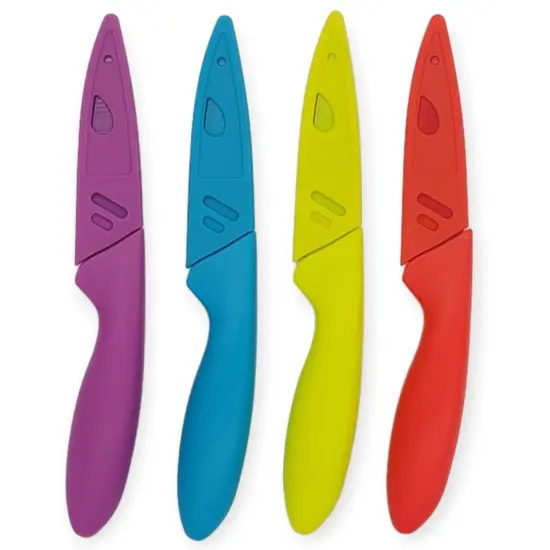 Handy Housewares 4pc Colorful Paring Knife Set with Sheath Covers {1}