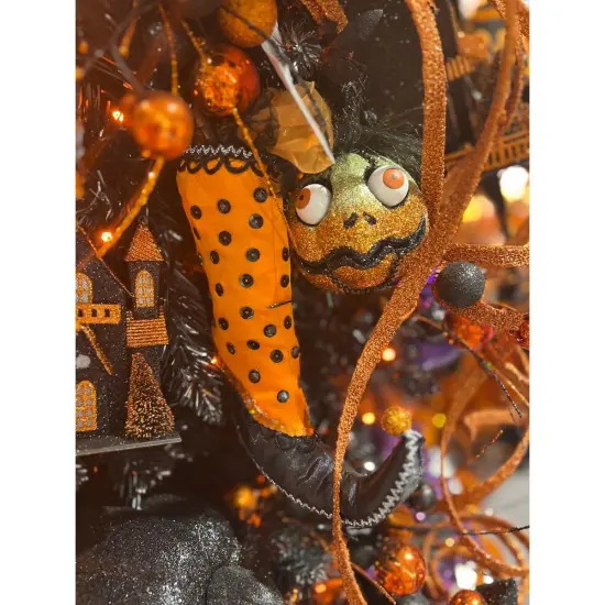 39" Glitter Loop Ribbon Spray: Orange {3}