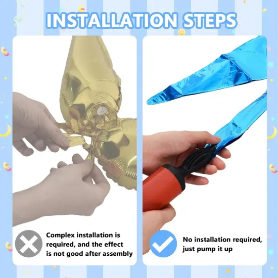 8 Pcs Blue Star Foil Balloons - Large Star Mylar Balloons for Party Backdrop - Christmas, New Year, Birthday, Wedding, Baby Shower, Anniversary, Photo Booth Supplies {2}