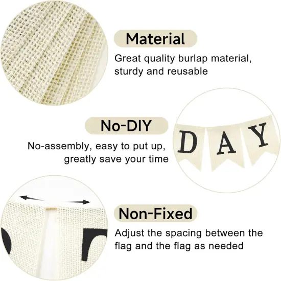 Happy Birthday Banner - NO-DIY Black Burlap Happy Birthday Banner Sign Happy Birthdays Party Decoration {2}