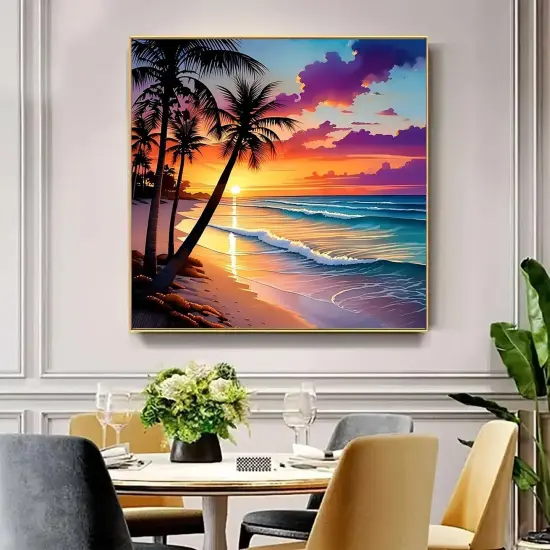5D Coconut Tree Beach Diamond Art Kits for Adults {3}