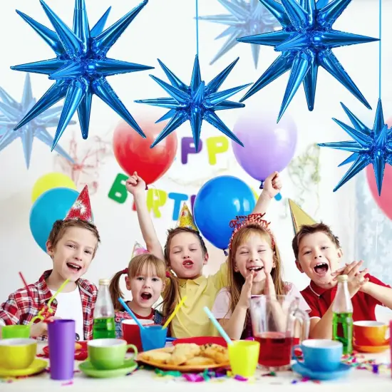 8 Pcs Blue Star Foil Balloons - Large Star Mylar Balloons for Party Backdrop - Christmas, New Year, Birthday, Wedding, Baby Shower, Anniversary, Photo Booth Supplies {5}