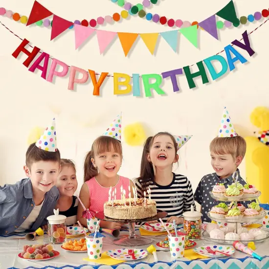 3Pcs 118 Inch Pre-Strung Happy Birthday Banner Colorful Pennant Flag Banners Rainbow Party Decorations Personalized Happy Birthday Sign for Party Decor {4}