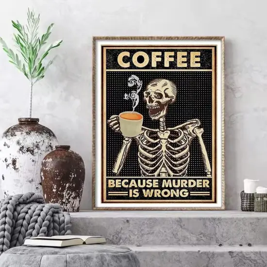 Diamond Painting Kits for Adults, Skull Coffee 5D DIY Diamond Art Kits Full Drill Diamond Dots for Gift Wall Decor and Relaxation Gem Arts 12x16 inch {3}