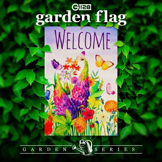 G128 Spring Floral Butterfly Welcome Garden Flag 12x18 In Double Sided Yard Garden Lawn Decoration {2}