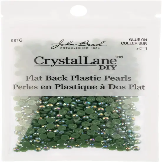 Crystal Lane DIY SS16(4mm) Plastic Pearl Flatback Rhinestones, 975pcs Dark Green AB {3}