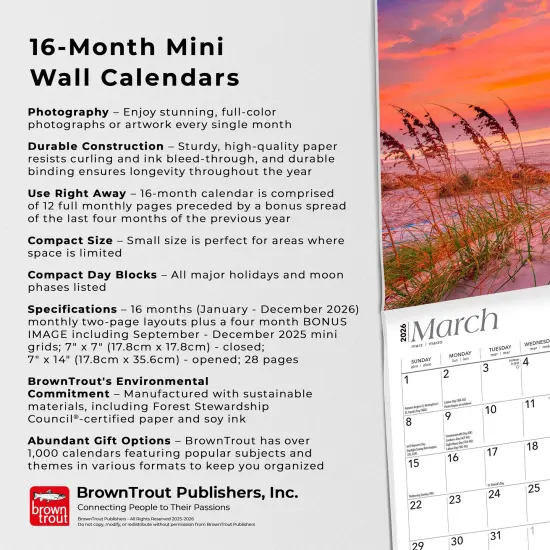 America | 2026 7 x 14 Inch (Hanging) Monthly Mini Wall Calendar {6}