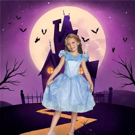 Girls Cinderella Costume Magical Blue Party Dress {4}