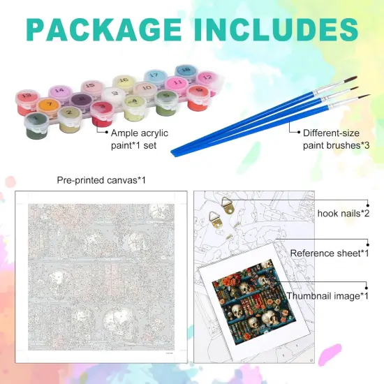 Bookshelf Paint by Numbers Kit - 16x16 Inch {3}