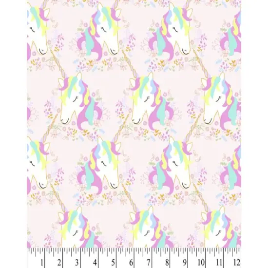 Unicorns Flowers Cotton Fabric | By the Yard | Sewing and Crafting | 44 inches wide {1}