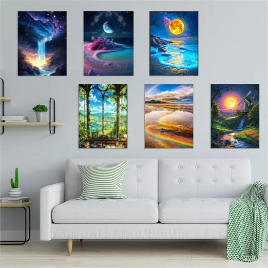 12 Pack Landscape Filed Moon Diamond Painting Kits {3}