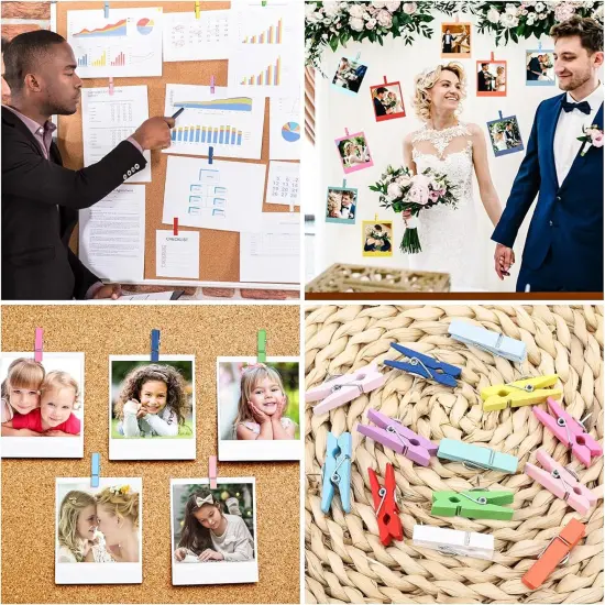 50Pcs Wooden Clips Push Pins Tacks for Cork Board Artwork {4}