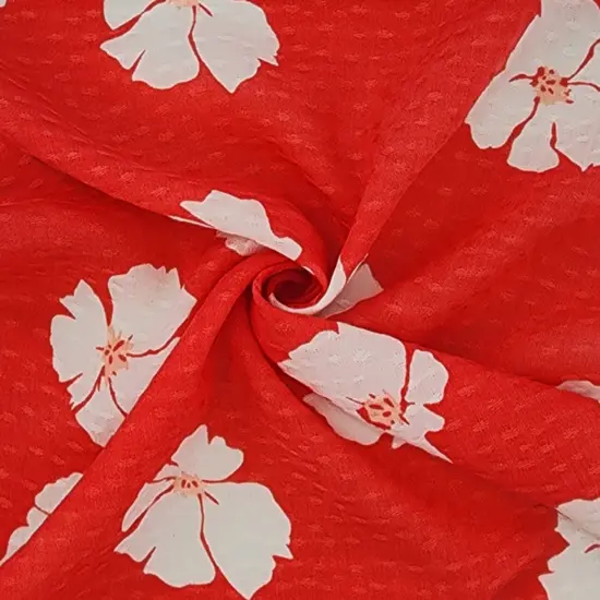1 Yard Coral Rayon Dobby Dot Fabric &ndash; Lightweight Jacquard Material for Blouses and Dresses 54/55" {1}