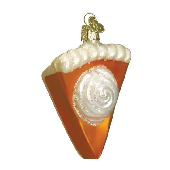 Old World Christmas 3.5 Inch Piece Of Pumpkin Pie Thanksgiving Tree Ornament , Christmas Decor Ornament Dessert Pastry Orange {1}
