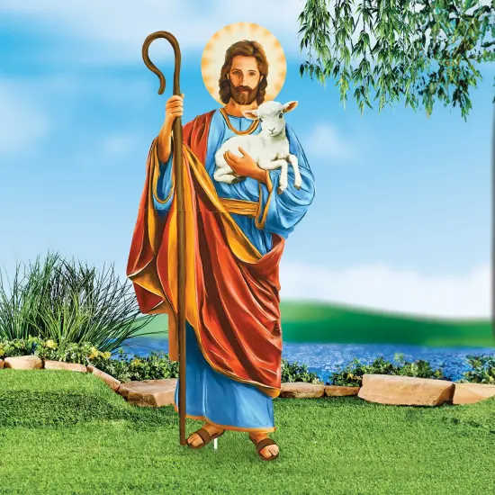Collections Etc Good Shepherd 2-Foot Outdoor Garden Stake Decoration {1}