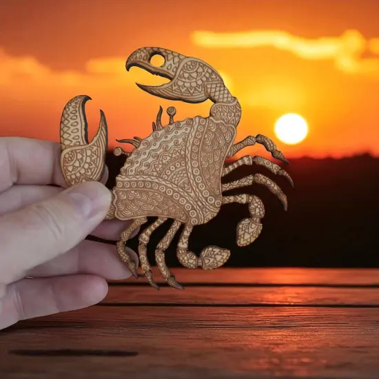 Ornament - Crab - Raw Wood {6}