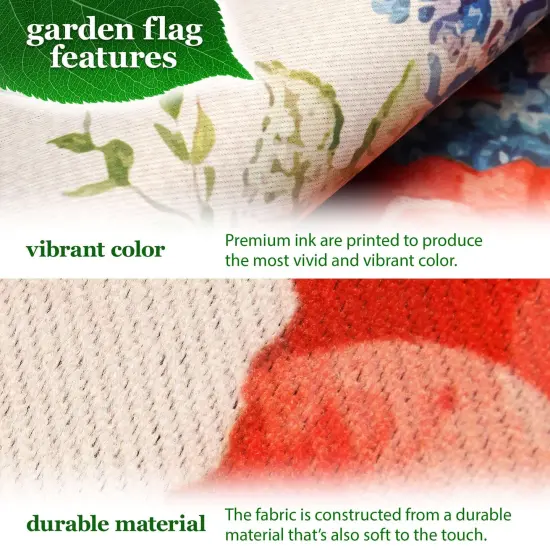 G128 Combo Pack Garden Flag Stand Black 36x16IN & Garden Flag Welcome American Flag Flowers Printed 12x18IN Double Sided Yard Garden Lawn Decoration {3}