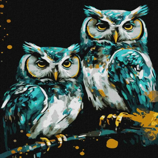 Painting by Numbers kit Wise owls with extra metallic paints KHO6514 {2}