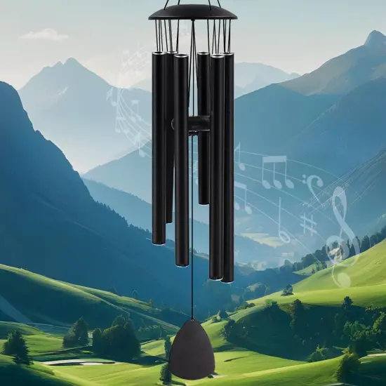 Wind Chimes for Outside, Large Aluminum Wind Chimes &ndash; Deep Tones & Soothing Melodies Ideal for Garden, Patio Decor, and Windchimes Outdoors for Loss of Loved One (32'' Black) {1}