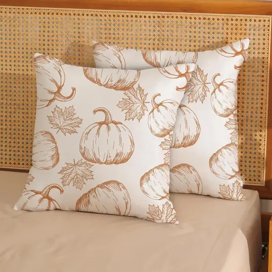 Pumpkin Decor Throw Pillows Case for Couch Maple Leaves Autumn Harvest Indoor Outdoor {3}