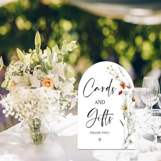 6 x 8 Inch Arch Wooden Tabletop Sign with Stand {2}