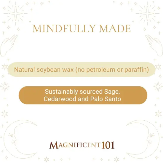 Magnificent 101 Long Lasting Affirmation Tin Candle with Sage, Cedar & Palo Santo Scented | 6 Oz - 35 Hour Burn | Made of Soy Wax for House Energy Cleansing, Meditation | I Align with Abundance Multicolor {4}