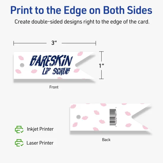 Avery Printable Banner Rectangle Flag Tags, Sure Feed Technology, 1" x 3", Matte White Cardstock, Print-to-The-Edge, Laser/Inkjet Printable, 400 Total {6}