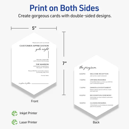 Avery Printable Geo Flat Cards, Sure Feed Technology, 5" x 7", Matte White Cardstock, Laser/Inkjet Printable, 20 Total, Great for Product Branding, Marketing, and More {6}