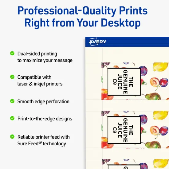 Avery Printable Rectangle Price Tags, Sure Feed Technology, 1-1/2" x 3", Matte Ivory Cardstock, Print-to-The-Edge, Laser/Inkjet Printable, 100 Total {2}