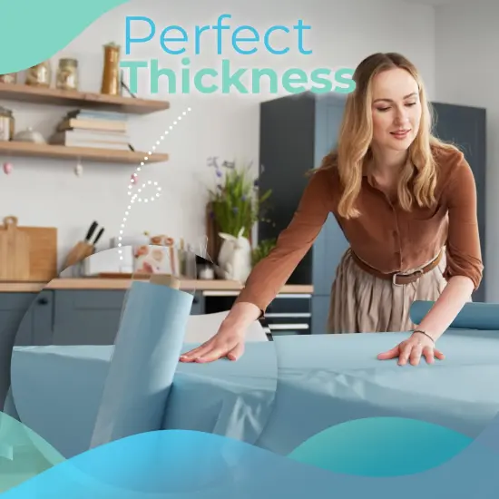 Exquisite Plastic Table Cover Roll &ndash; 40" x 100' Disposable Tablecloth Roll &ndash; Premium Thick 0.5 MIL Plastic Banquet Roll &ndash; Party Table Cover Roll for Events & Catering Light Blue {4}