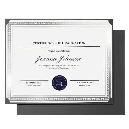 48 Pack Single Sided Award Certificate Holders - Bulk Certificate Holders for Graduation, Diploma, Employee Appreciation, Certification (fits 8.5x11, Black) {6}