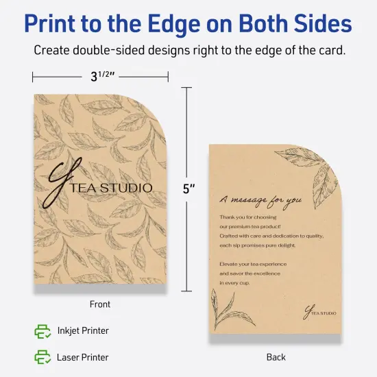 Avery Printable Single Rounded Corner Rectangle Flat Cards, 3-1/2" x 5", Matte Kraft Brown Cardstock, Print-to-The-Edge, Laser/Inkjet Printable, 40 Total {6}