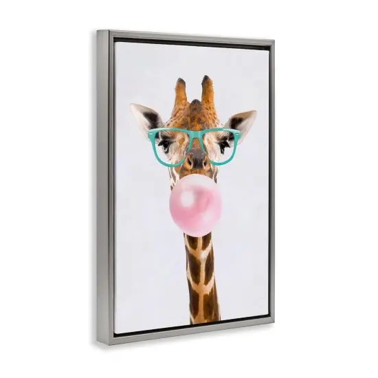 Stupell Industries Bubblegum Hipster Giraffe Framed Floater Canvas Wall Art Design by Reinders {3}