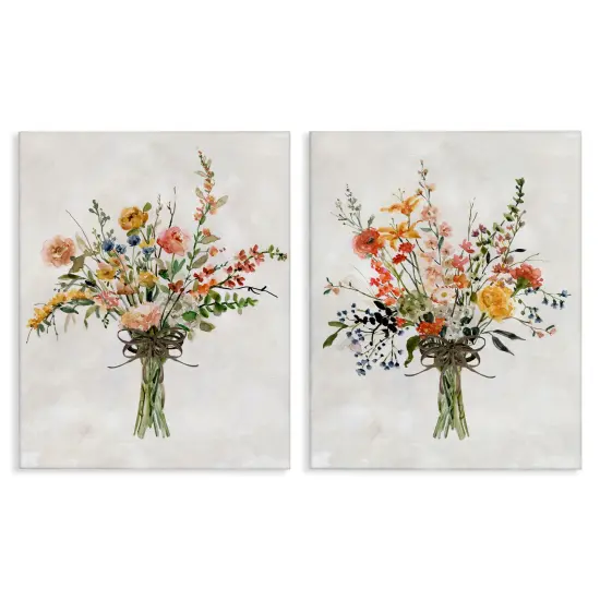 Stupell Industries Fresh Cut Tied Floral Bouquet 2 pc Canvas Wall Art Set Design by Carol Robinson {1}