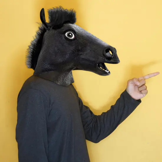 Black Horse Head Mask Costume Accessory {3}