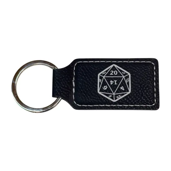 Keychain - Rectangle - D20 - Leather Rawhide/Black {4}