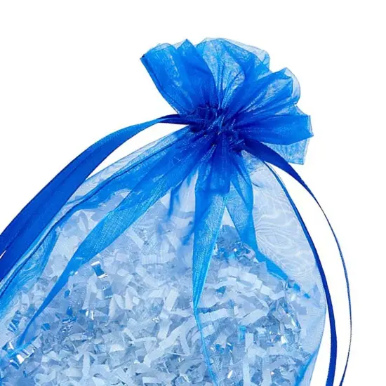Wide Round Flat Bottom Organza Bags 6 1/2 '' X 4 '' X 7 '' for Decorative Favors Royal Blue {4}