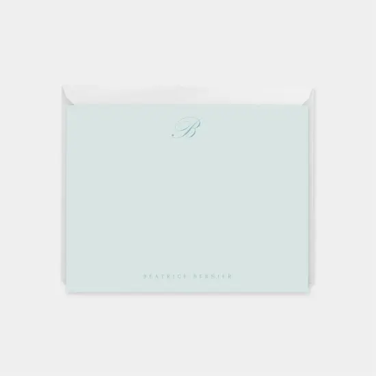 Powder Blue Ornate Script Monogram Note Cards {1}