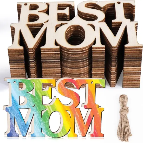40Pcs Best MOM Unfinished Wood Crafts {1}