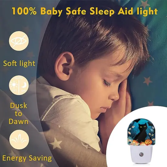 Halloween Black Cat Bat Pumpkins Night Lights {3}